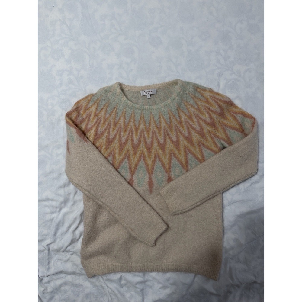 Bartolini Chevron Alpaca Mohair Blend Crewneck Sweater Women's S Made In Italy‎